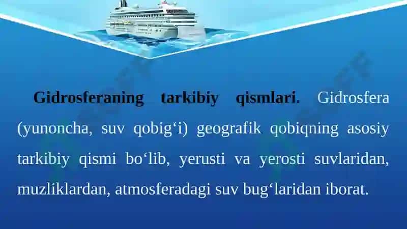 Gidrosferavauning tarkibiy qismlari 2
