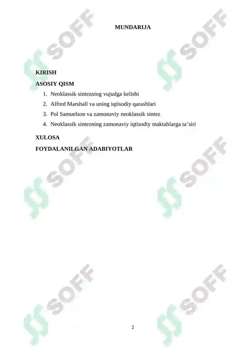 Neoklassik sintez bosqichlari: A. Mardhall va P. Samuelson 2