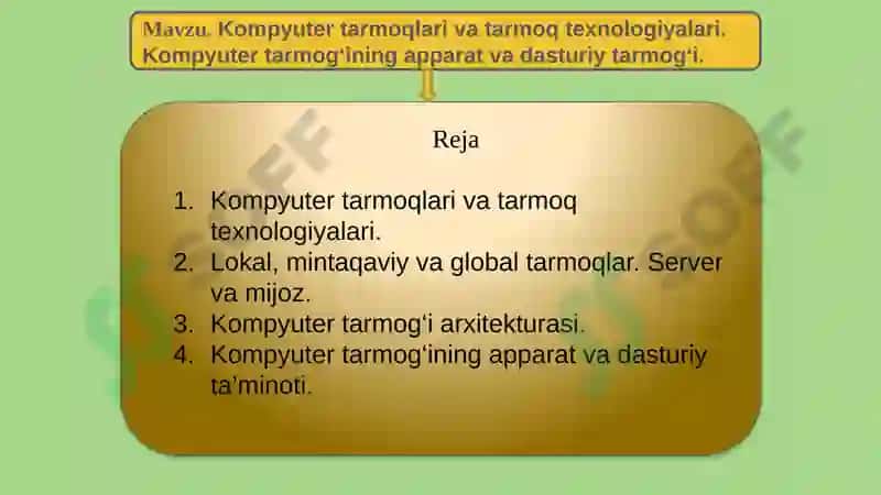 Kompyuter tarmoqlari va tarmoq texnologiyalari 2