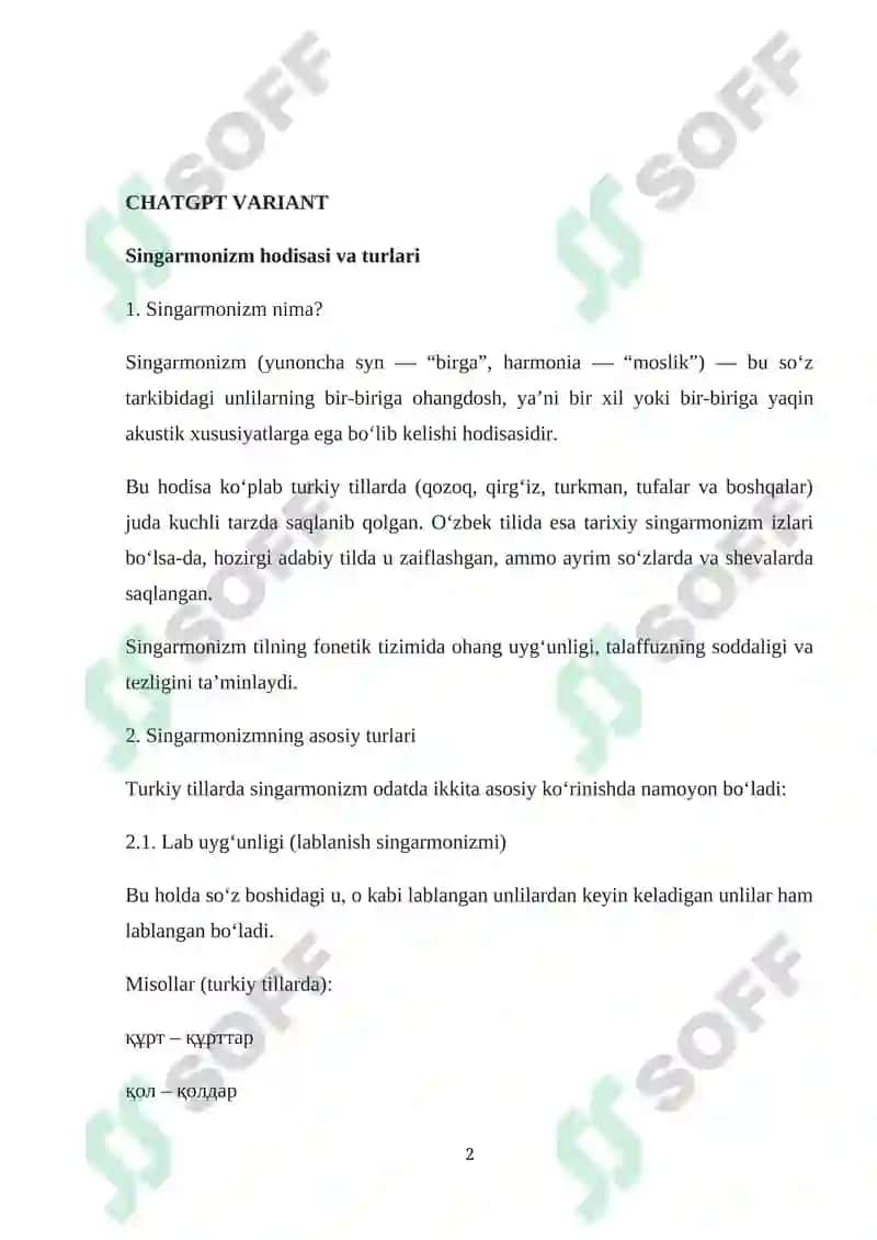 Singarmonizm hodisasi va turlari 2