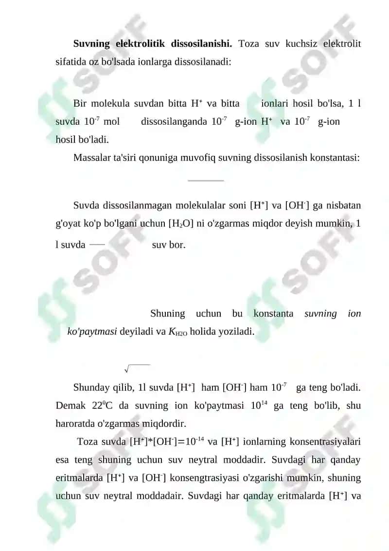 Vodorod ko'rsatkich. Tuzlar gidrolizi 2
