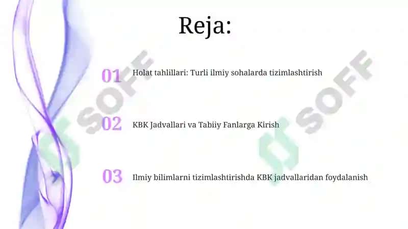 KBK jadvali yordamida tabiiy fanlar 2