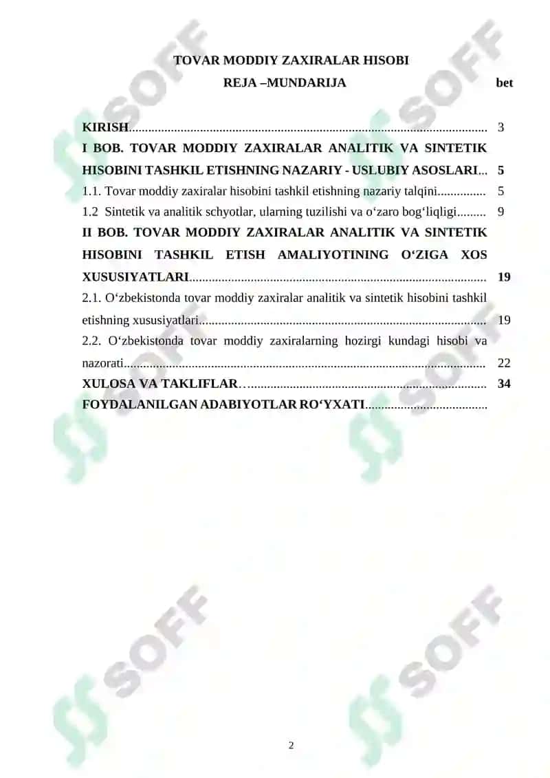 TOVAR MODDIY ZAXIRALAR HISOBI 2