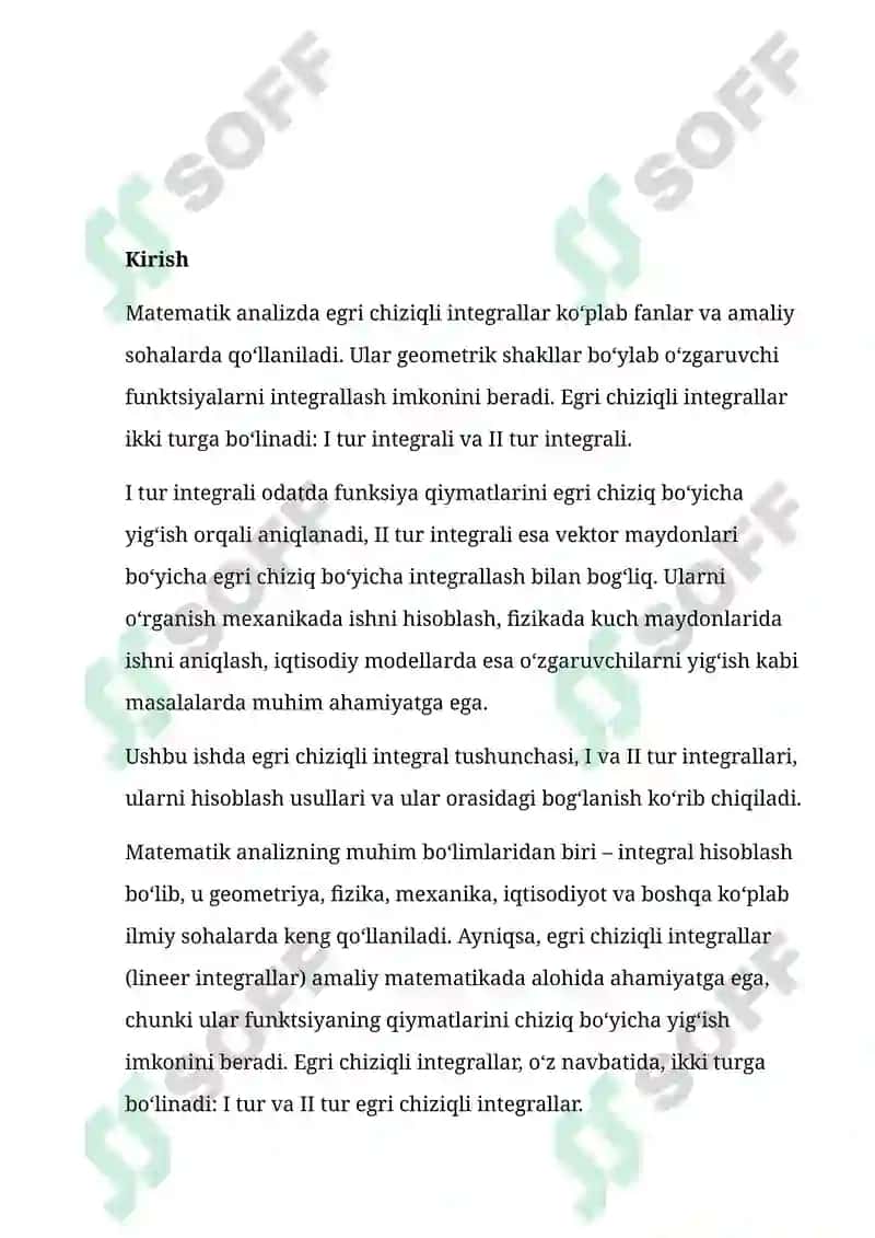 Egri Chiziqli Integral 2
