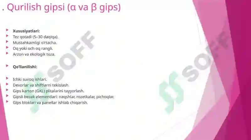 Gips asosida tayyorlangan bog‘lovchi moddalar 2