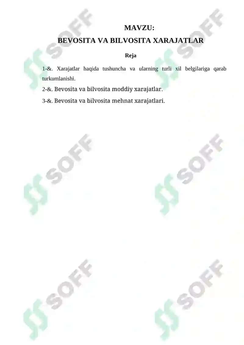 BEVOSITA VA BILVOSITA XARAJATLAR 2