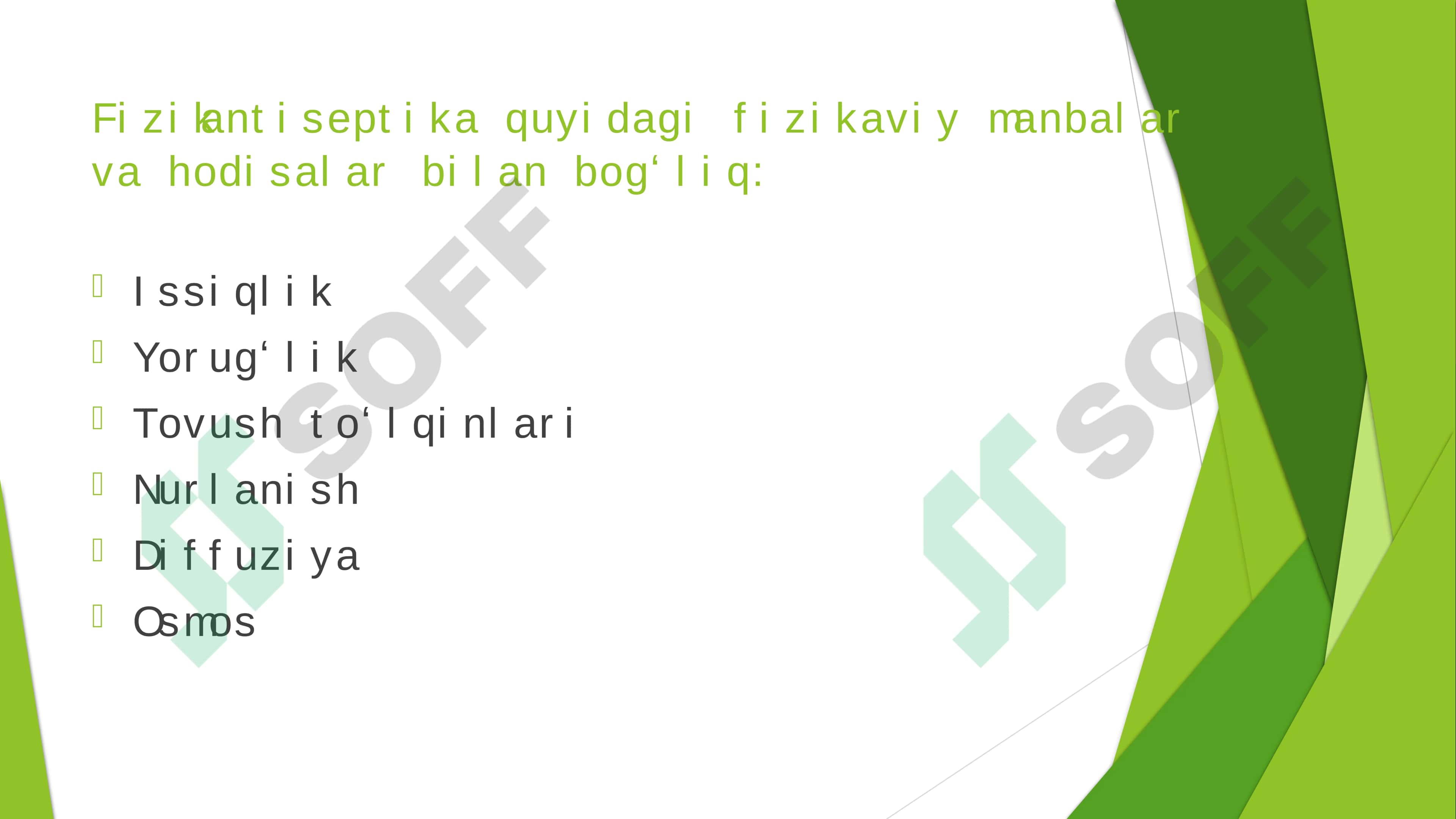 Zamonaviy fizika antiseptika usullari 2