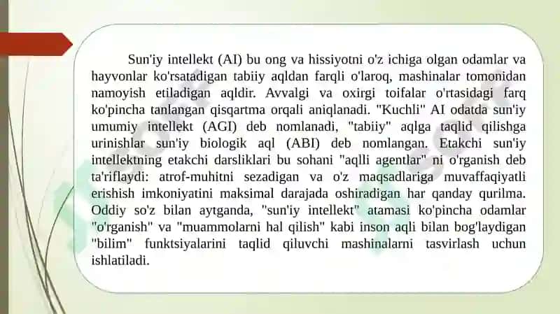 Sun'iyintellekt nima? 2