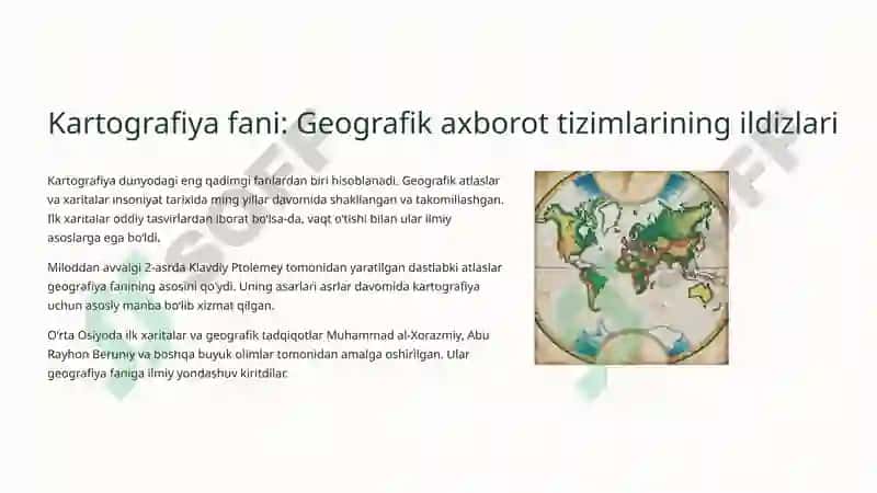 Geografik Axborot Tizimlari va Kartografiyaning Tarixi 2