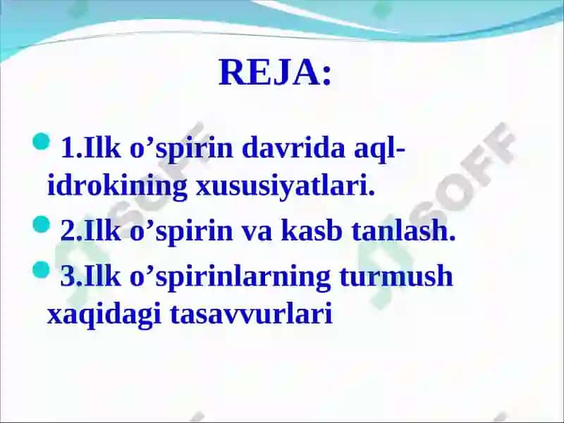 Ilk o’spirinlik davri psixologiyasi 2