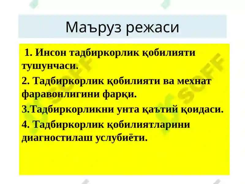 Инсон тадбиркорлик қобилияти 2