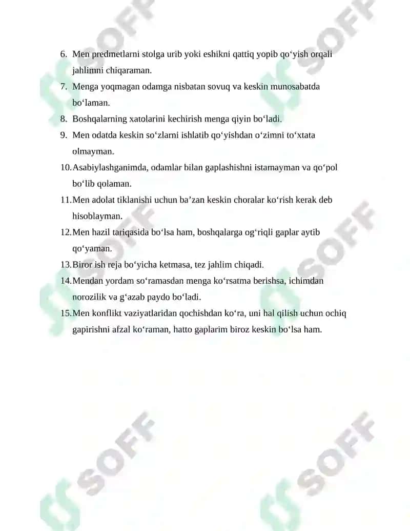 AGRESSIYA DARAJASINI BAHOLASH METODIKASI 2