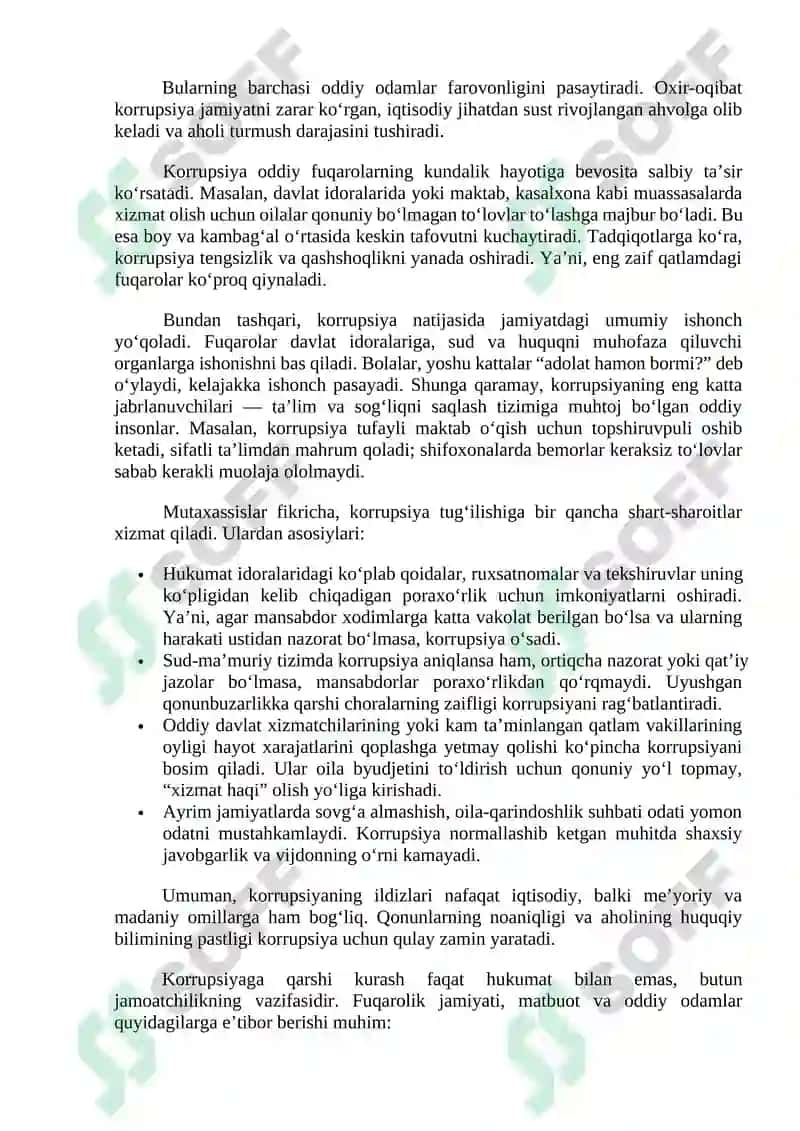 KORRUPSIYA – RIVOJLANISH KUSHANDASI 2