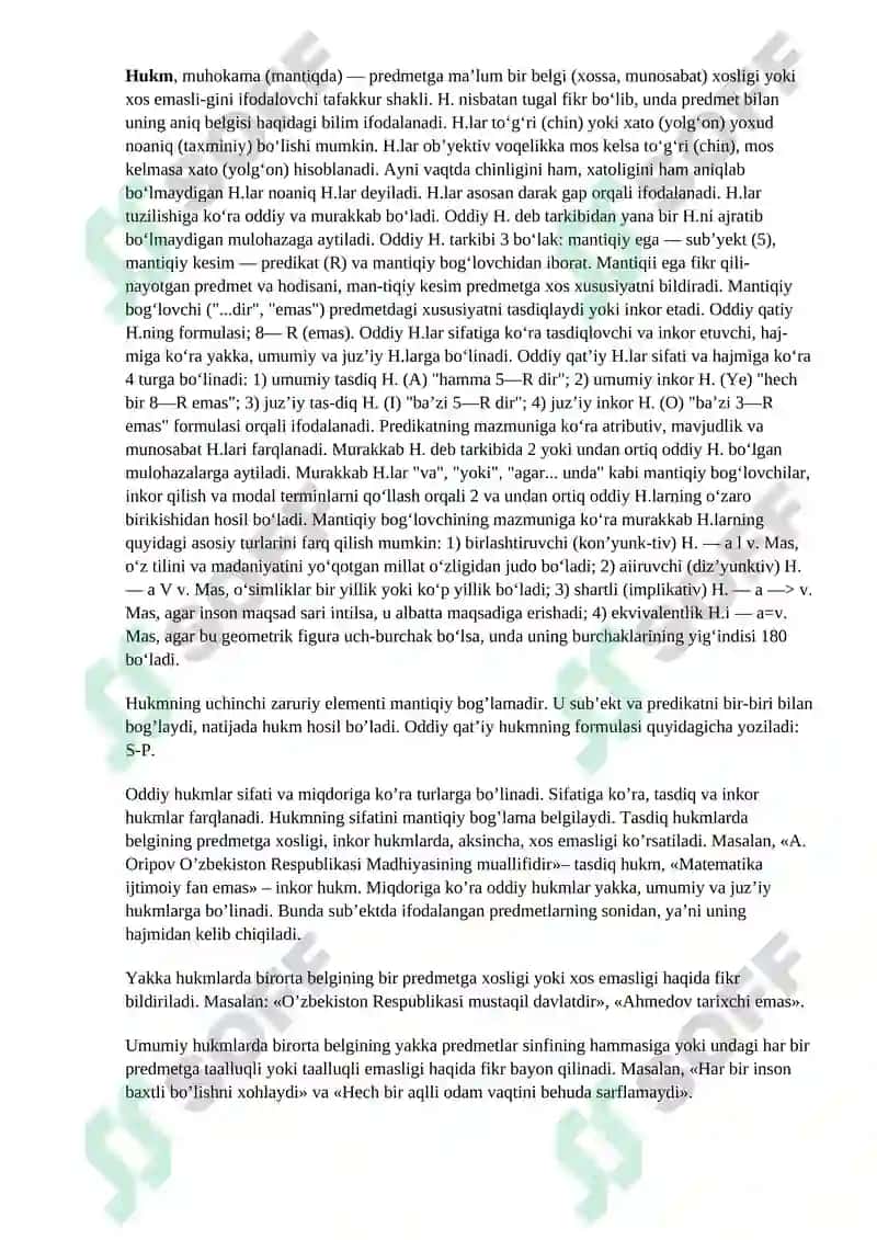 Hukm- tafakkur shakli sifatida 2