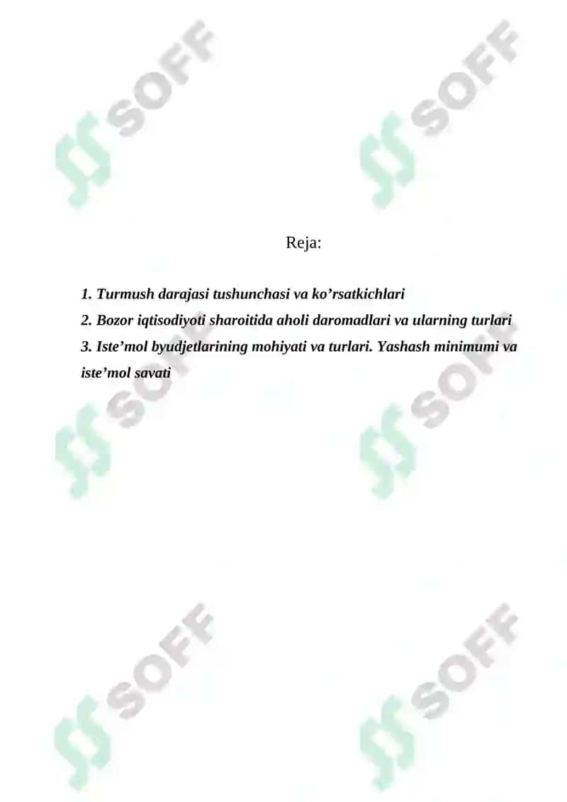 AHOLINING TURMUSH DARAJASI VA DAROMADLARI 2