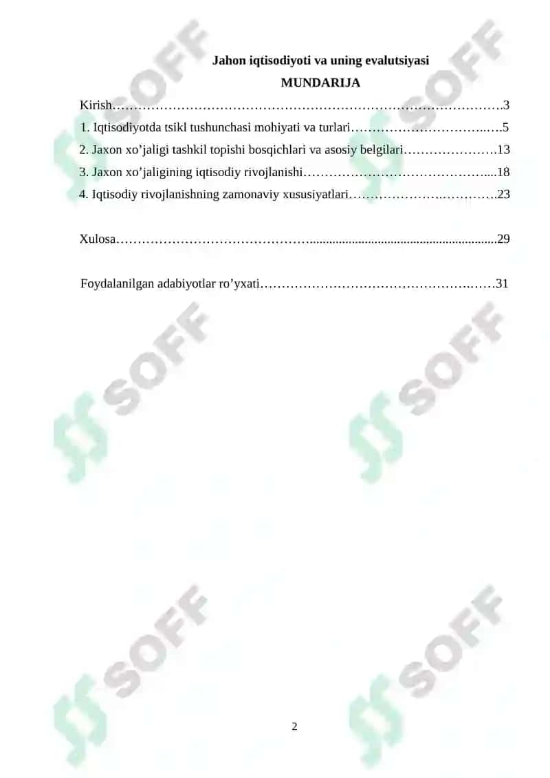 Jahon iqtisodiyoti va uning evalutsiyasi 2