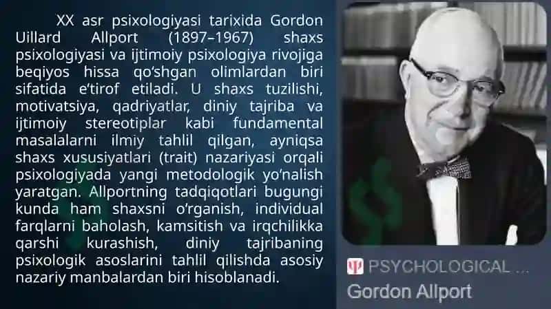 Gordon Uillard Allport hayoti va ijodi 2