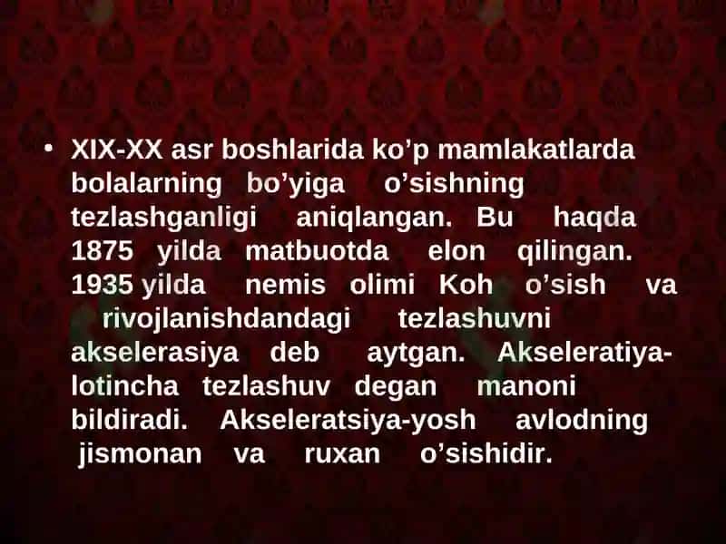 Akseleratsiya va uning oʻziga xosligi 2