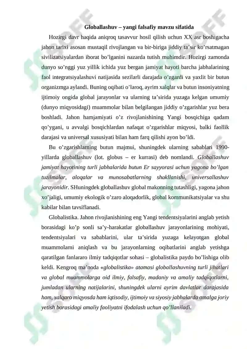 Globallashuv.Globallashuv haqidagi konsepsiyalar 2