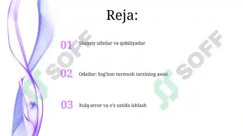 Shaxsning malaka va odatlari 2
