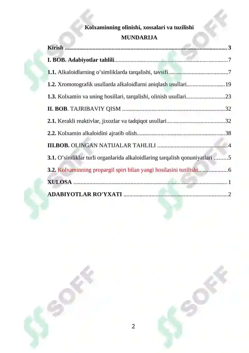 KOLXAMINNING OLINISHI, XOSSALARI VA TUZILISHI 2