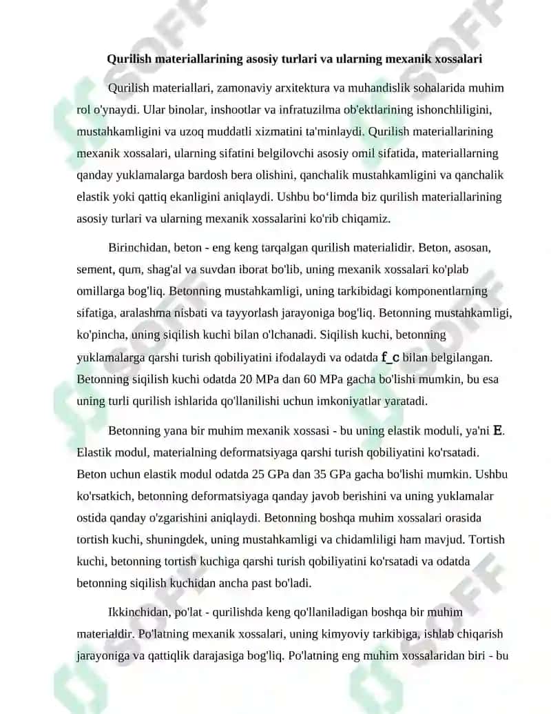 Qurilish materiallarining mexanik xossalari 2