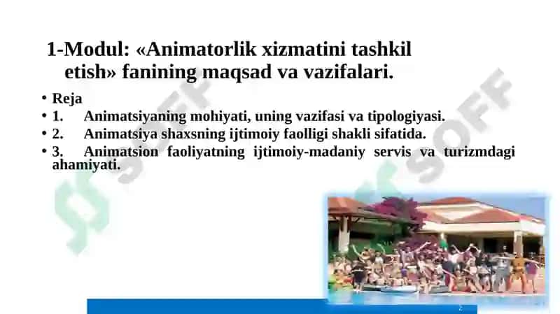 Animatorlik xizmatlarini tashkil etish 2