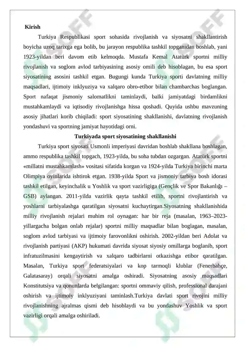 Turkiya sport siyosati 2