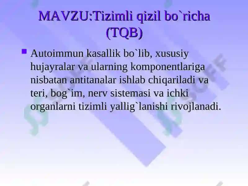 Tizimli qizil bo`richa (TQB) 2