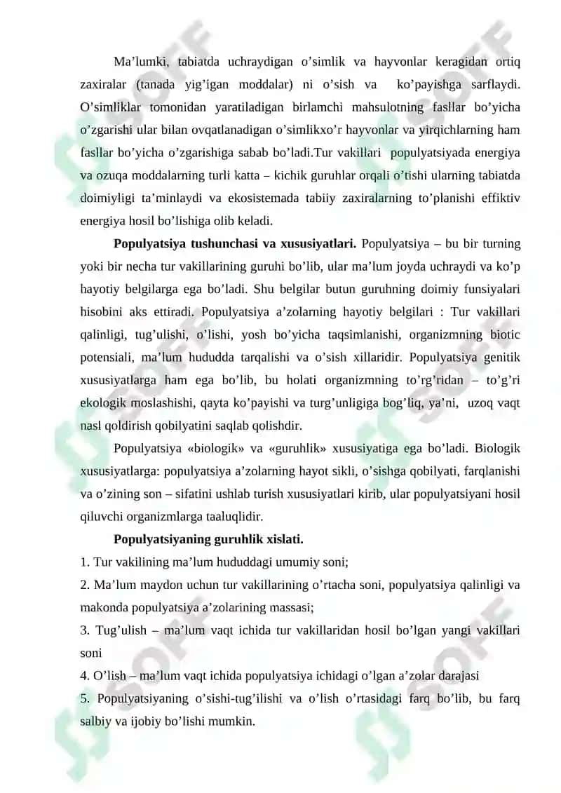 Populyatsiya ekologiyasi 2
