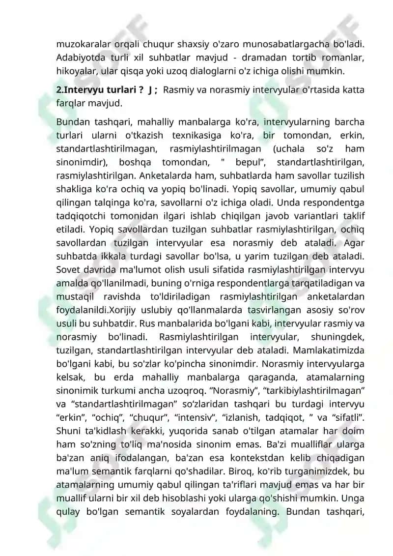 Intervyu metodining tadqiqotlarda qo’llanilishi 2