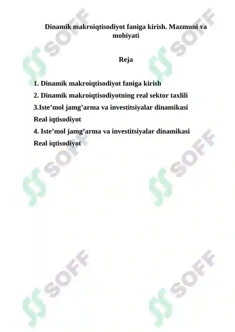 Dinamik makroiqtisodiyot 2