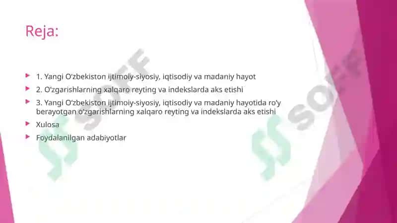 Yangi O‘zbekiston ijtimoiy-siyosiy, iqtisodiy va madaniy hayotida ro‘y berayotgan o‘zgarishlarning xalqaro reyting va indekslarda aks etishi 2