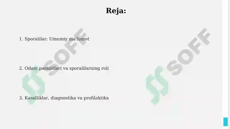 Sporalilar va odam parazitlari 2