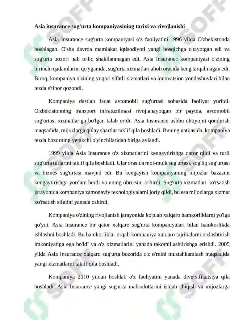 Asia insurance sug'urta kompaniyasi 2