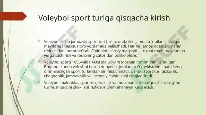 Voleybol maydoni O’lchovlari Vajizoholari 2