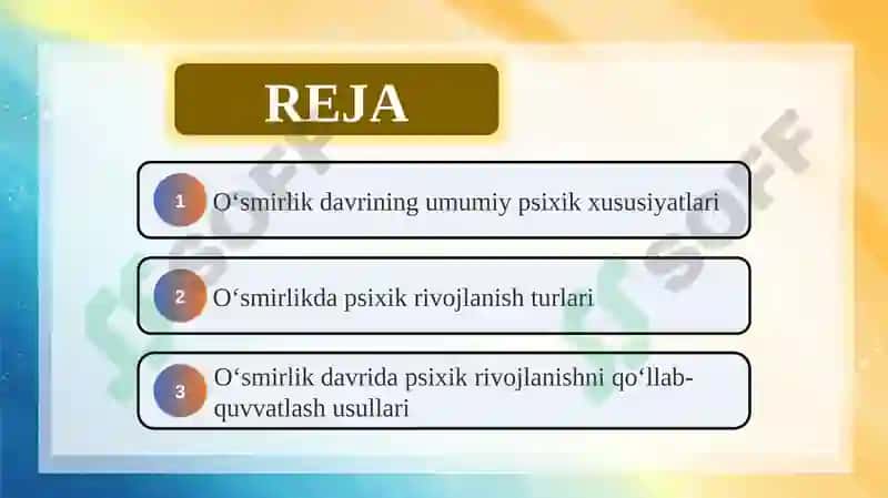 O‘smirlik davrida psixik rivojlanish turlari 2