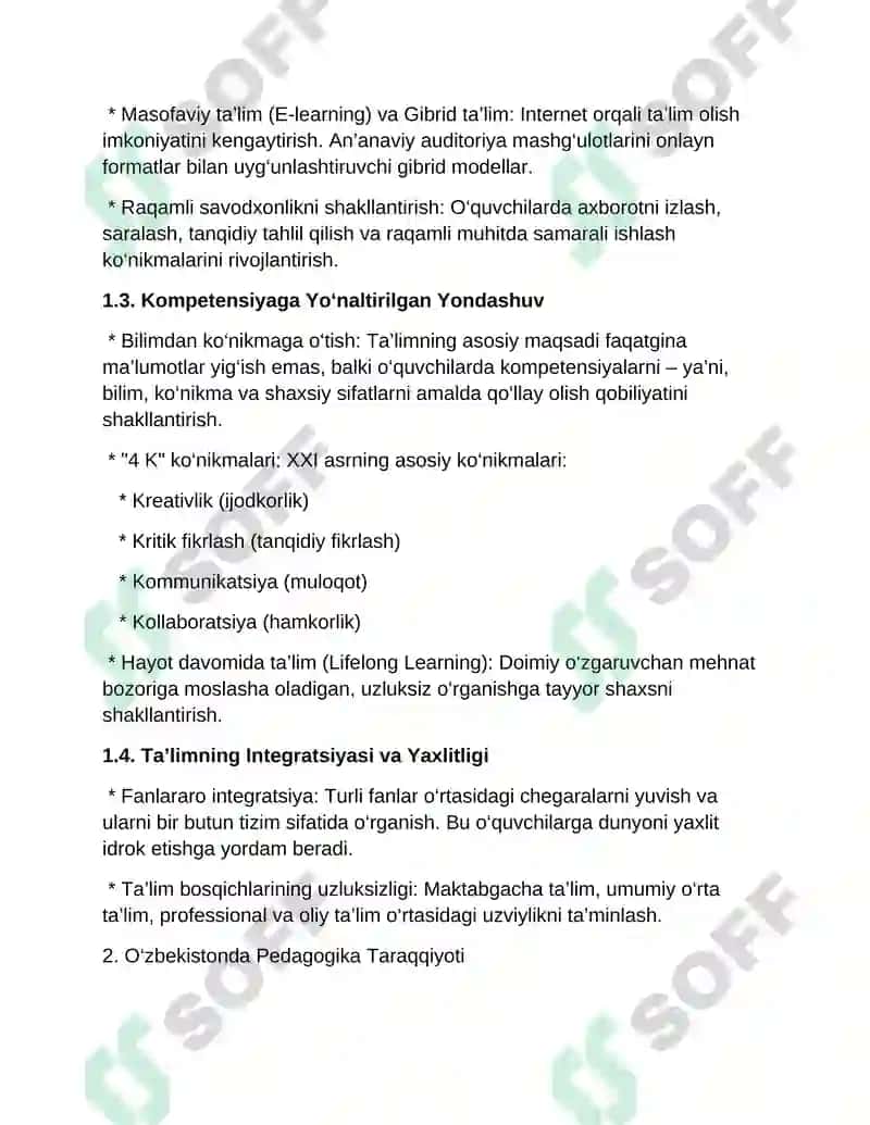 Pedagogikaning Taraqqiyot Tendensiyalari 2
