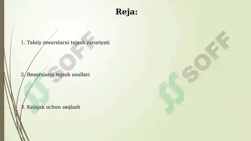 Tabiiy resurslarni tejash 2
