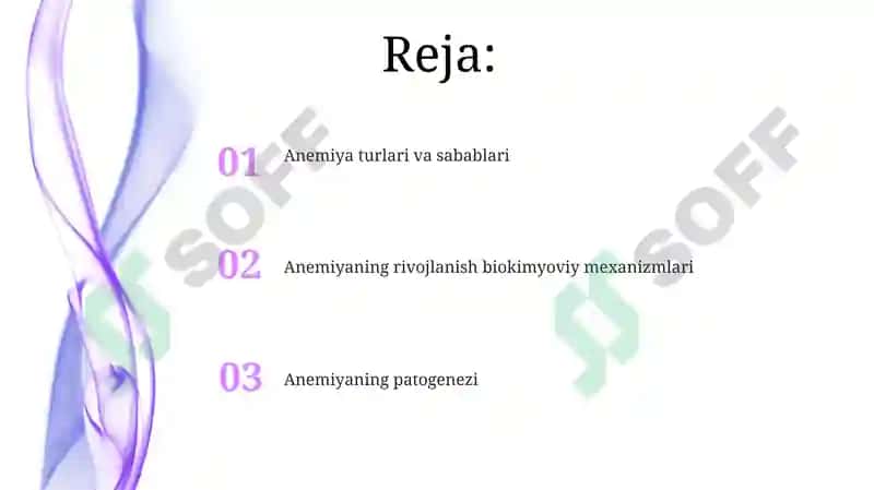 Anemiya turlari va sabablari 2