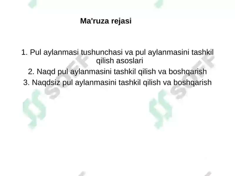Pul aylanmasi va uning tarkibi 2