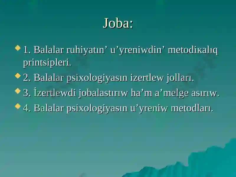 Balalar Psixologiyasi Metodlari 2