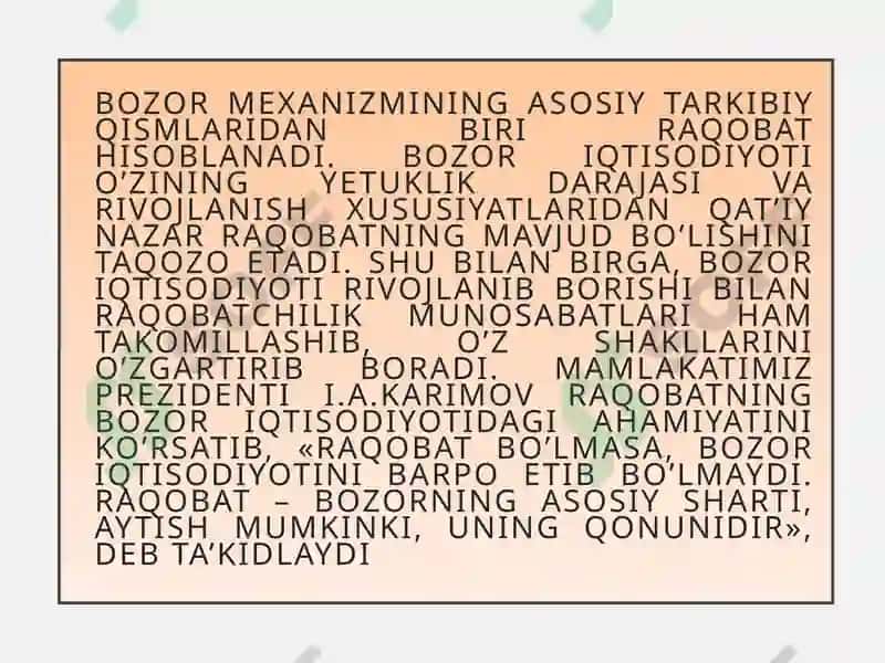 RAQOBATNING MOHIYATI VA SHAKLLARI 2
