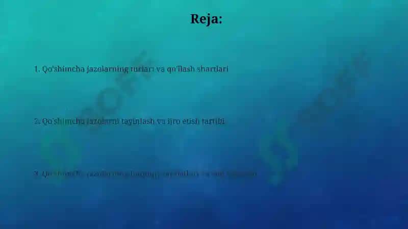 Qo'shimcha jazo choralarini ijro etish tartibi va shartlari 2