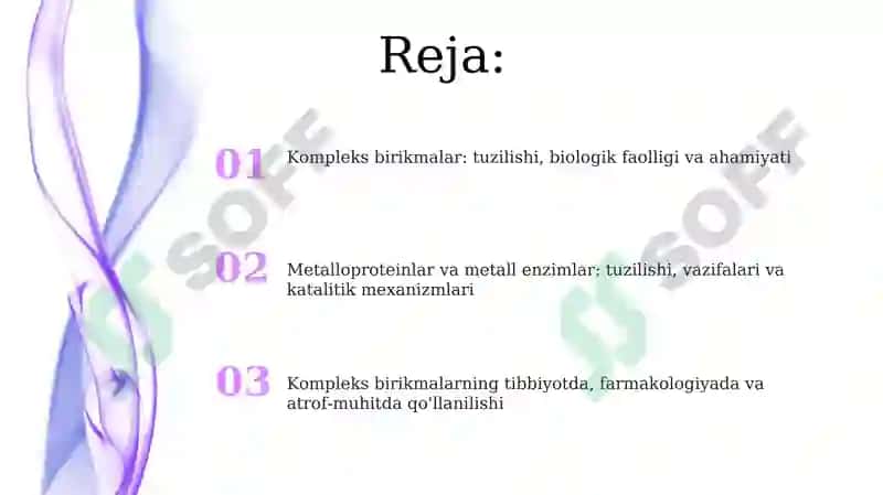 Kompleks birikmalar-biologik faol birikmalar 2