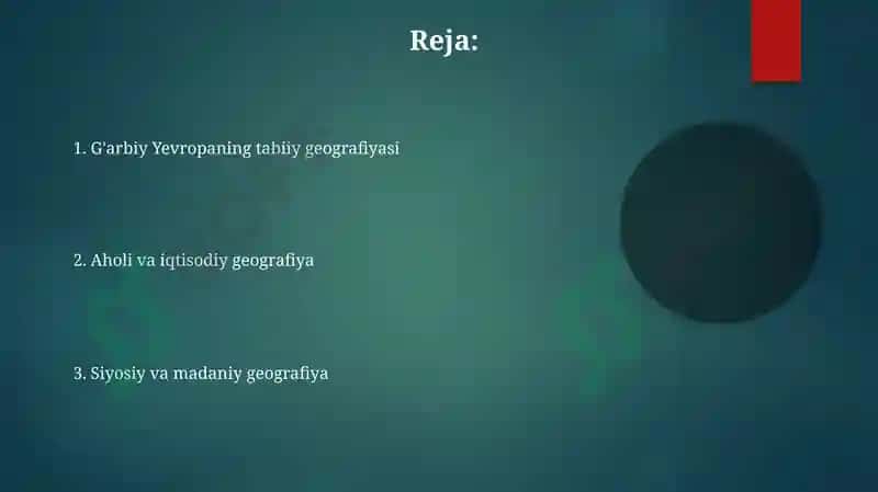 Gʻarbiy Yevropa davlatlari geografiyasi 2
