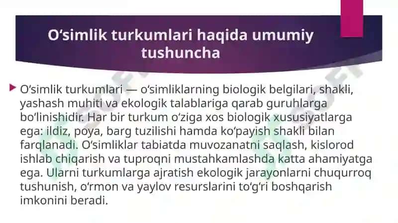 Oʻsimlik turkumlari va ularning tabiiy joylashishlari 2