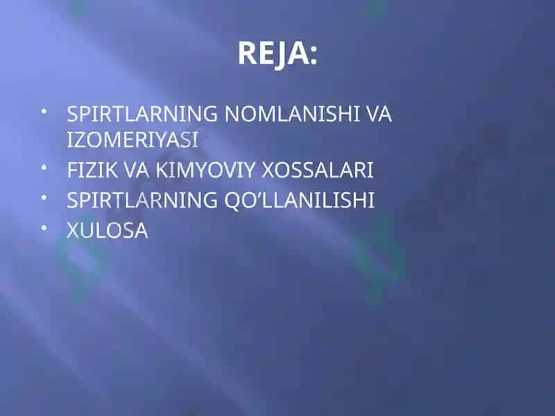 SPIRTLARNING NOMLANISHI VA IZOMERIYASI 2