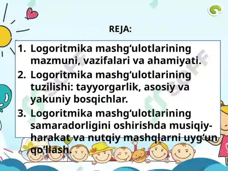 Logoritmika mashg'ulotlari 2
