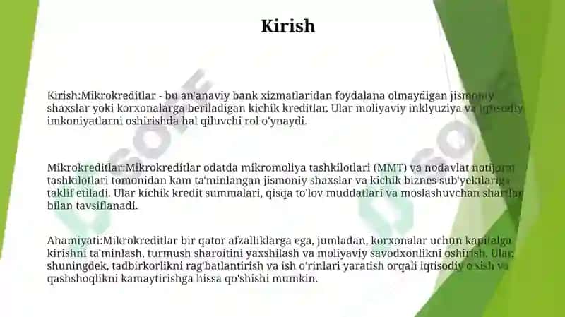 Mikrokreditlar Va Uning Ahamiyati 2